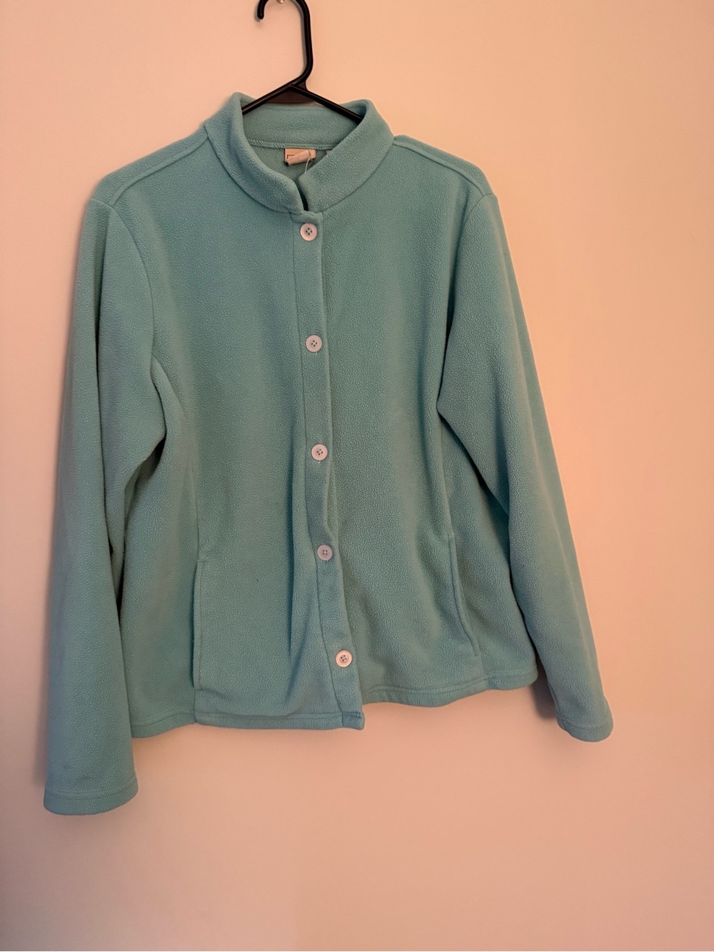L.L. Bean Women's Light Teal Fleece Button-Front Jacket
